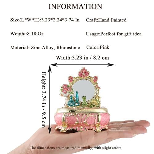 QIFU Elegant Pink Dressing Table Style Enamel Jewelry Trinket Box, Unique Gift for Family thumbnail 3