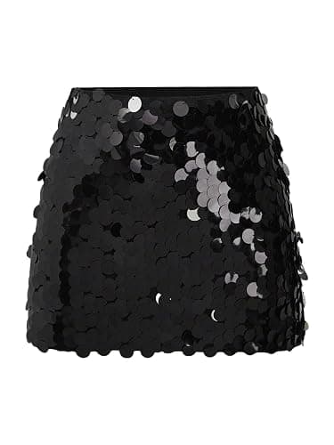 Floerns Women's Sequin Mini Skirt Sparkly Low Rise Beaded Party Glitter Bodycon Skirts - Image 1