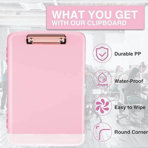 Sooez Clipboards with Storage, High Capacity Clip Boards 8.5x11 with Storage, Heavy Duty Nursing Clipboard Folder, Plastic Clipboard with Pen Holder for Women Teachers Work, School & Office Supplies thumbnail 4
