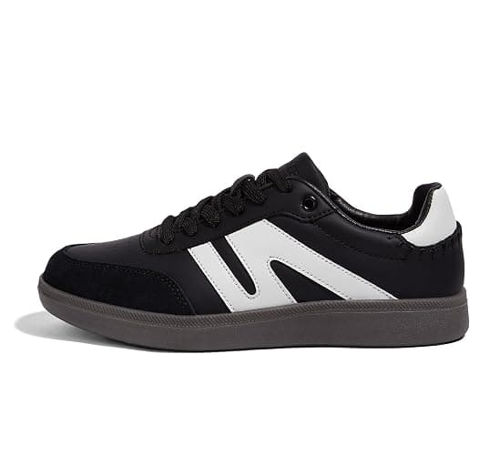 LUCKY STEP Women Classic Retro Gum Sole Fashion Sneakers Casual Tennis Skate Shoe Genuine Leather Walking Footwear Anti Slip Trainers - Image 1