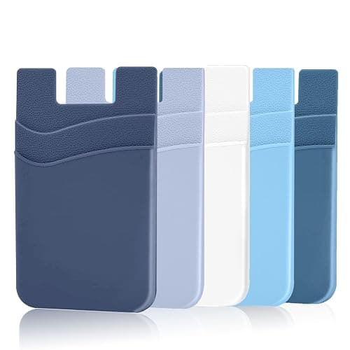 SS Card Holder for Phone Case - Silcone Stick On Credit Card Phone Wallet for Men & Women, Ultra-Thin & Portable, Compatible with iPhone/Android/Samsung Galaxy, Holds Cards & Cash, Hands-Free (5 pack) - Image 1
