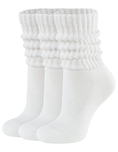 CLOSEMATE Womens Scrunch Crew Socks Retro Soft Cotton Cozy Slouchy Socks for Sneakers Boot 3 Pairs - Image 1