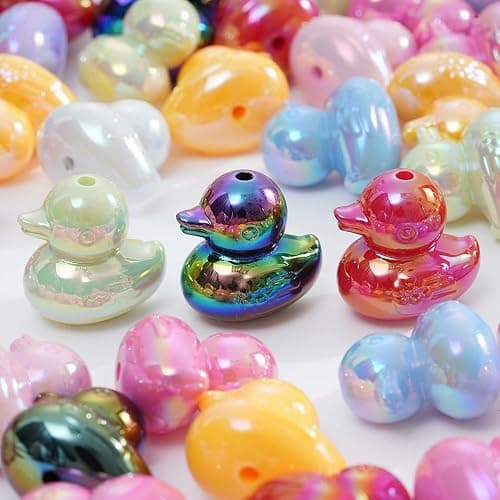 40Pcs Mixed Colors Acrylic Duck Beads for Pens, UV Plating Focal Beads Loose Beads Bulk Set for Keychain Pens Lanyards Bracelet Necklace Jewelry thumbnail 2