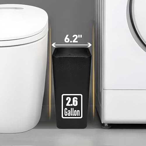 TIPGO Bathroom Trash Can with Lid, 10 Liter/ 2.6 Gallon Slim Garbage Can, Small Trash Bin Waste Basket with Pop-Up Lid for Kitchen, Bedroom, Living Room, Office (Black) thumbnail 4