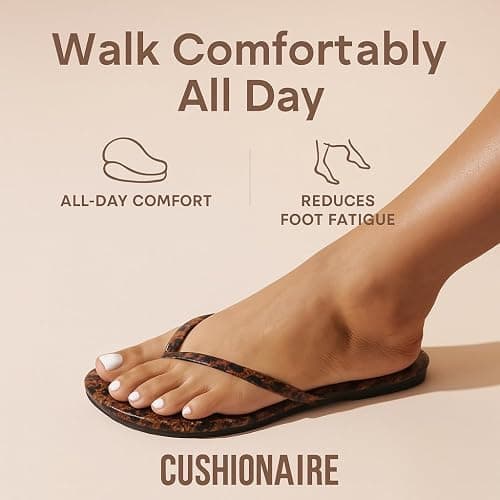 CUSHIONAIRE Cruise Flip Flops for Women Footwear | Vacation Beach Essentials | Casual Summer Sandals for Women with Wide Width thumbnail 4