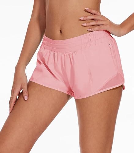 AugIris Athletic Running Shorts for Women with Zipper Pocket,Soft Lightweight Gym Workout Shorts with Mesh Liner Quick Dry thumbnail 4