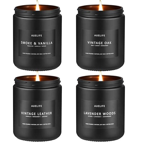 Scented Candles Set | Men Candle Set, Scented Candles for Home, Gifts for Men Aromatherapy Gift Set - 4 Pack Manly Gifts for Dad Fathers Day, Soy Candle of Leather/Smoke & Vanilla/Oak/Lavender thumbnail 3