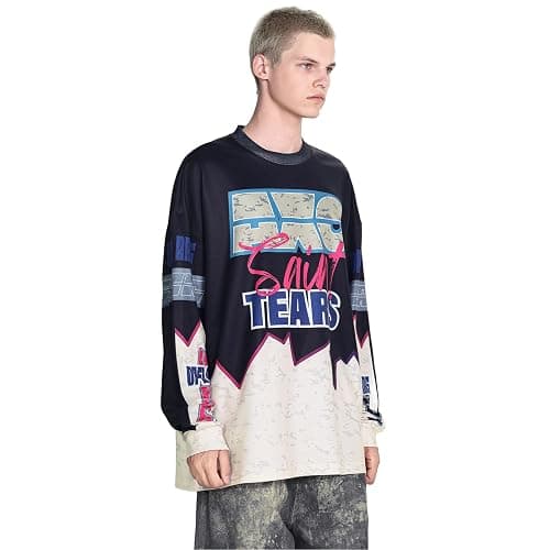 Arnodefrance Unisex Vintage Graphic Printing Long Sleeve Shirt Oversized Tee Shirt Cotton Long Sleeve Shirts thumbnail 4