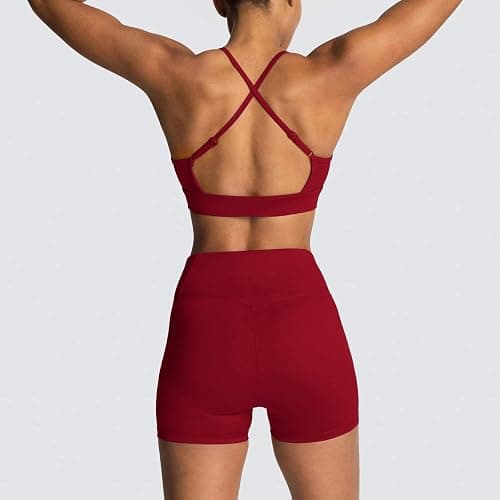 IMEKIS Women's Workout Sets 2 Piece Yoga Outfit High Waisted Biker Shorts Leggings Sports Bra Gym Fitness Clothes Tracksuit thumbnail 3