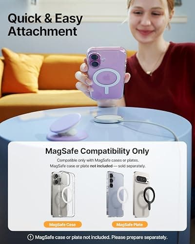 Sinjimoru for MagSafe Phone Grip, Soft Silicone Magnetic Finger Grip for iPhone 17/16/15/14/13, Comfortable One-Touch Holding, M-Tap Tok Black thumbnail 7