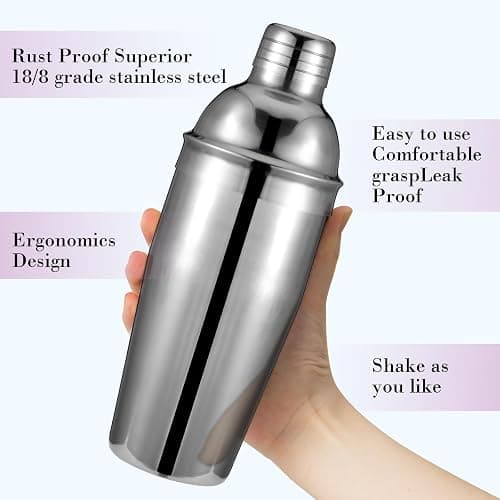 Cocktail Shaker Set, 6-Piece Mixology Bartender Kit Premium Shakers Bartending: Martini Shaker Jigger Mixing Spoon Muddler 2 Pourers Bar Tools Set with Built-in Bartender Strainer for Drink Shaker thumbnail 7