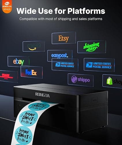 Rongta Bluetooth Shipping Label Printer, Wireless 4x6 Thermal Label Printer for Shipping Packages, Support Android, iPhone, Widely Used for Amazon, Shopify, Etsy, UPS, Black thumbnail 5