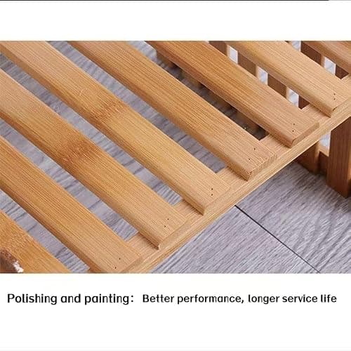 14.6"/10.8"/18.5"/22.8" 2 Tiers Bamboo Plant Stand Shelf,Desk Flower Pot Holder ,Adjustable Desktop Shelf Display Organizer Ladder Rack For Office Decorate Desk Shelving Storage Rack,Kitchen rack thumbnail 4