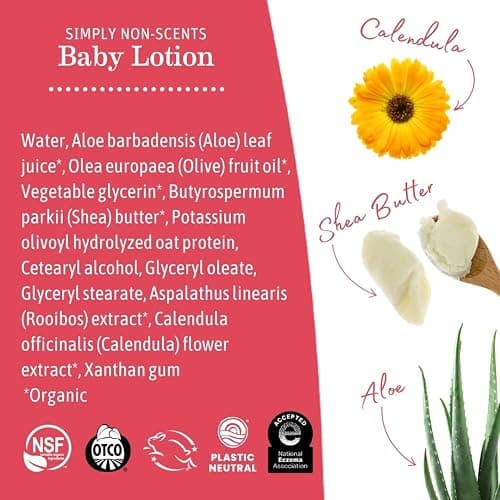 Earth Mama Simply Non-Scents Baby Lotion for Dry Skin - Calendula Cream for Newborn Skin Care - 8 oz - Fragrance Free - Infant Essentials thumbnail 6