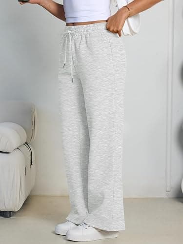 Trendy Queen Womens Wide Leg Fleece Lined Sweatpants Winter Baggy Lounge Travel Pants Fashion Outfits 2025 Joggers Clothes thumbnail 3