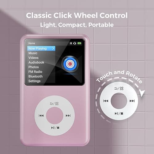 Mp3 Player with Bluetooth Y1 Portable Music Digital Players Supports Playlist Audiobook Video Nice Gadget for Kids Pink thumbnail 7