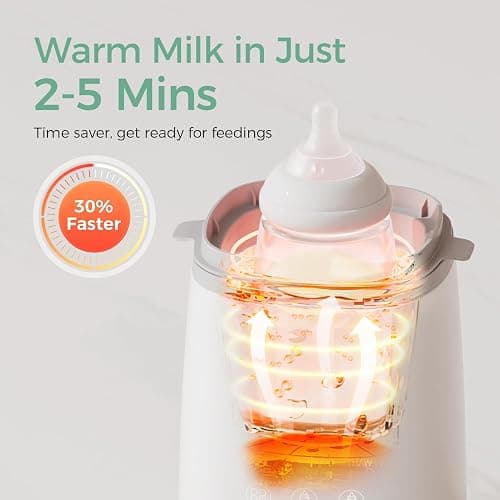 Momcozy Bottle Warmer, Fast Bottle Warmers for All Bottles with Timer, Accurate Temperature Control and Automatic Shut-Off, No Lid Required for Heating, White-Gray thumbnail 4