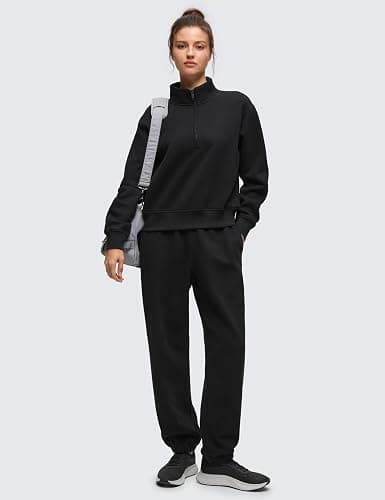 CRZ YOGA Fleece Lined Half Zip Sweatshirt for Women - Pullover Funnel Neck Workout Casual Sweat Shirts with Pocket thumbnail 4