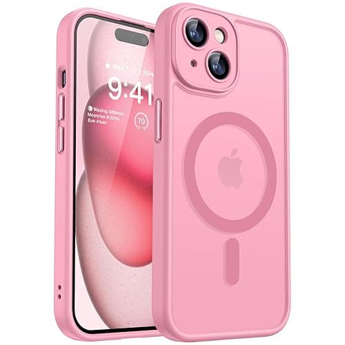 CANSHN Magnetic for iPhone 15 Plus Case, Upgraded [Full Camera Protection] [Compatible with Magsafe] [Translucent Matte] Shockproof Protective Phone Case for iPhone 15 Plus 6.7" - Pink - Pink - Image 1