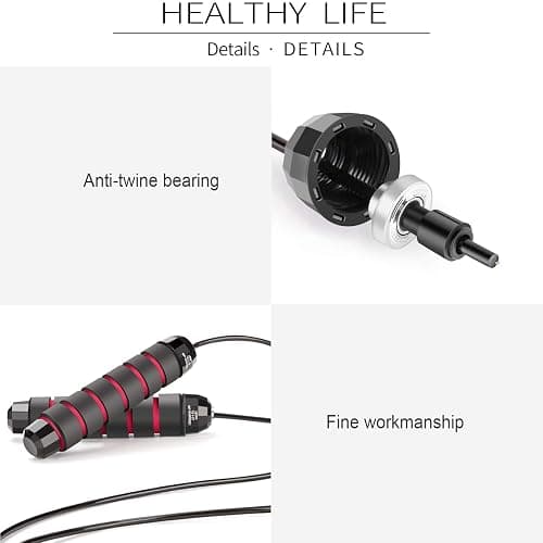 DEGOL Skipping Rope with Ball Bearings Rapid Speed Adjustable Jump Rope Cable and 6” Memory Foam Handles Ideal for Aerobic Exercise Like Speed Training, Extreme Jumping, Endurance Training and Gym thumbnail 5