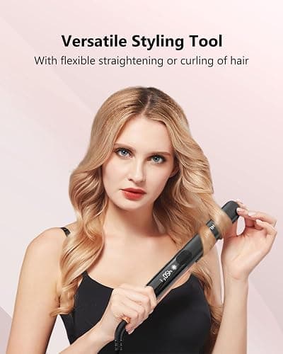 Annlary Hair Straightener 1 Inch Flat Iron and Curler 2 in 1 Titanium Ceramic Ionic Dual Voltage Straightener with Heat-Resistant Silicone, for Less Frizz, Shinier & Smoother thumbnail 7
