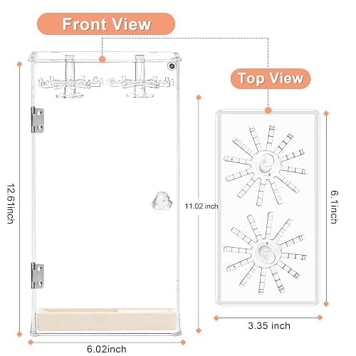 Necklace Holder, Acrylic Jewelry Organizer with 24 Hooks, Rotation Clear Necklaces Pendant Display Case Stand, Dust-proof Velvet Tray Hanging Rack Storage for Earrings Rings thumbnail 3