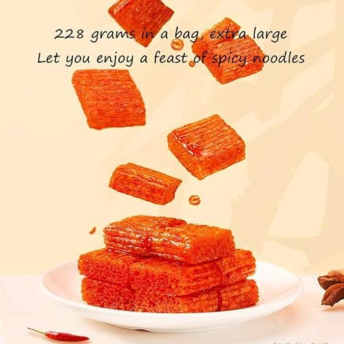 Spicy Strips - Spicy Gluten Latiao, Independent small bag packaging, Chinese Special Casual Snack Food, Made From Wheat/Chili/Spice, Low Sugar and Low Calories, Best Vegan, 200g (Pack of 2) thumbnail 6