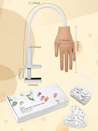 Practice Hand for Acrylic Nails, Nail Tips Never Fall Off Nail Hand Practice,Fingers Never Break Fake Nail Hand for Nail Practice,Flexible Movable Practice Nail Hand for Practicing Nail Supplies thumbnail 7
