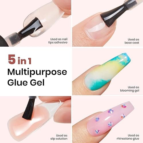 Beetles Gel Nail Kit Almond Nail Tips Easy Nail Extension Set 5 In 1 Nail Glue Gel with 240Pcs Pre shaped Medium Almond Nail Tips & UV Nail Lamp Acrylic Nail Clipper DIY Art Gifts for Her thumbnail 3