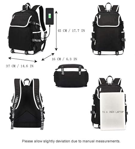 WANHONGYUE Hatsune Miku Anime Cosplay Schoolbag Rucksack 15.6" Laptop Backpack with USB Charging Port Red / 5 thumbnail 3