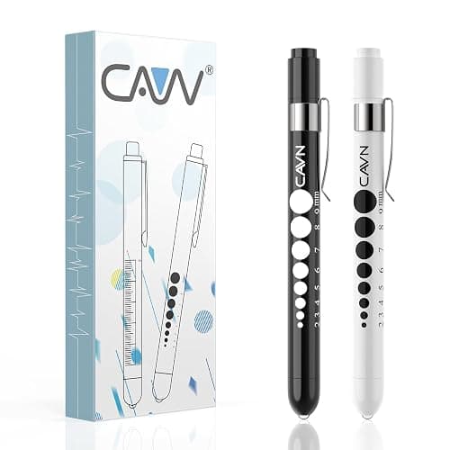 CAVN Pen Light with Pupil Gauge LED Penlight for Nurses Doctors, 2 Pcs Reusable Medical Penlight for Nursing Students (Black/White) thumbnail 9