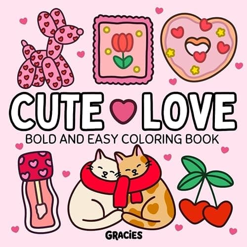 Cute Love: Bold and Easy Love Heart Coloring Book for Adults and Teens - Image 1