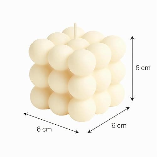 Zenith Gaia Bubble Kerze Aus 100% Natürlichem Sojawachs - Beige 6x6x6cm - Britische Birne & Freesie - Handgemacht - Perfekte Deko Kerze Für Wohnzimmer Schlafzimmer Meditation - Clean Girl Aesthetic thumbnail 5