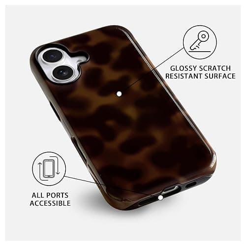 NITITOP Compatible with iPhone 17 Case Magnetic Compatible with MagSafe Cute Leopard Amber Aesthetic Tortoise Design for Women Men Girls Soft TPU Shockproof Protective Cover - Brown thumbnail 6