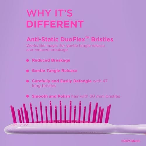 FHI Heat UNbrush Barbie Detangling Brush Duo - Own Your Unique - Purple | Original +Mini Size Pain-Free Brushing on All Wet or Dry Hair Types, Durable DuoFlex Anti-Static Bristles, Lightweight Handle thumbnail 4