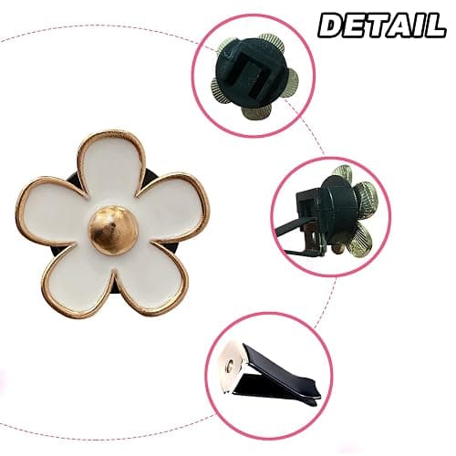 4 Pcs Metal Daisy Air Vent Clips Flower Car Air Freshener Clip Air Conditioning Outlet Clip Bling Charm Car Inter Decor Accessories for Girls Women thumbnail 3