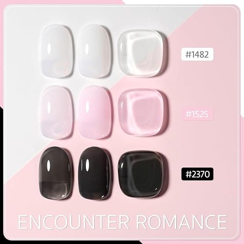 GAOY Gel Nail Polish Kit, 3 Colors 16ml Jelly Black White Pink, Soak Off UV Gel Polish Set - Encounter Romance thumbnail 2