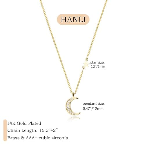 HANLI 14K Gold Plated Necklaces for Women - Dainty Butterfly, Star of David, Moon and Star, Sun, Lotus, Infinity, Hummingbird, Bee,Boots,Chill,Sunflower Pendant Designs - Elegant Jewelry for Women thumbnail 3