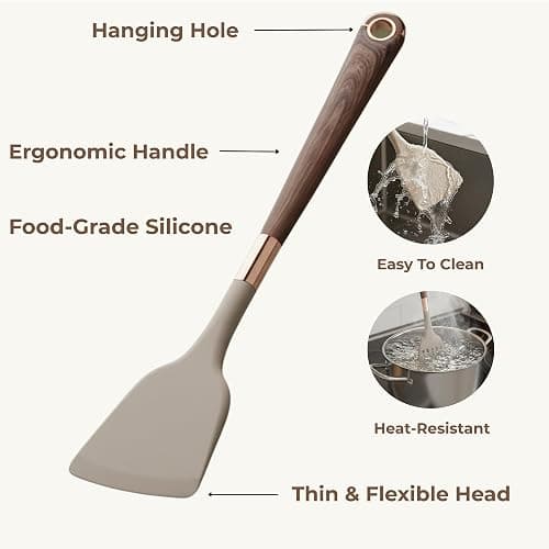 Kitchen Utensils Set of 11 with Holder, Silicone Cooking Utensils Set, Spatula Sets, Heat Resistant Non-Stick Kitchen Utensils, Kitchen Utensil Gadgets Tools BPA-Free Silicone Utensils thumbnail 7