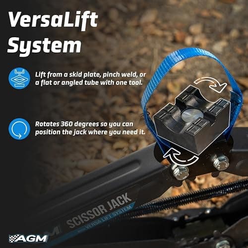 Heavy Duty Scissor Jack for Car - 2000 lbs Capacity, 26.5" Lift Height, 3/4" Hex Drive - Portable Scissor Lift Jack with Carry Handle, VersaLift Head, Wrench & Drill Adapter thumbnail 6