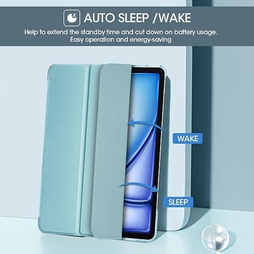 ProCase for iPad Air 13 Inch Case M4/M3/M2(2026/2025/2024), Slim Smart Cover iPad 13 Air M4 M3 M2 Case with Translucent Hard Shell Back, Supports Touch ID, Auto Wake/Sleep -Aqua thumbnail 4