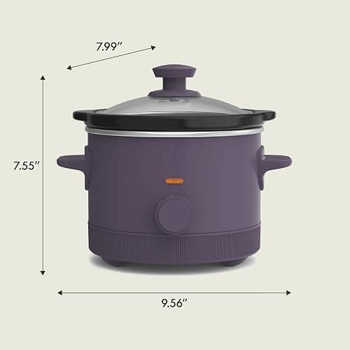 bella 1.5 Qt Slow Cooker with 3 Heat Manual Control, Ceramic Nonstick Coating, Dishwasher Safe Stoneware Pot and Tempered Glass Lid, Tangle Free Cord Wrap & Cool Touch Handles, Plum thumbnail 3