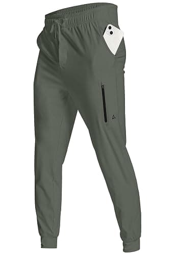 YOVVI Men's Athletic Joggers with Zipper Pockets Stretch Track Pants Workout Running Gym Golf Sweatpants for Men - Image 1