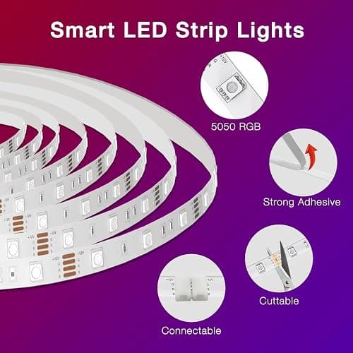 DAYBETTER Smart WiFi Led Lights, 50 FT RGB Led Strip Lights Compatible with Alexa and Google Assistant, App Voice Remote Control Music Sync Color ChangingLED Strip Lighting for Bedroom Room Decor thumbnail 6
