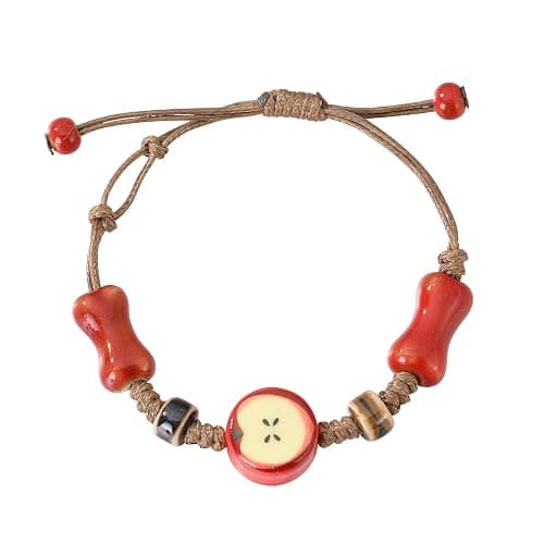GAXAYA Apple Ceramic Bracelet for Women Men Adjustable Rope String Bracelets Handmade Woven Cord Bracelets - Image 1