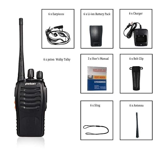 pxton Two Way Radios Long Range Walkie Talkies for Adults with Headphones,16 Channel Handheld 2 Way Radio Rechargeable with Flashlight Li-ion Battery and Charger（6 Pack） thumbnail 7