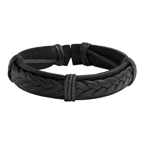 Manfnee 6-12PCS Braided Faux Leather Bracelet Punk Cuff Wrap Bracelets for Men Women Adjustable thumbnail 7