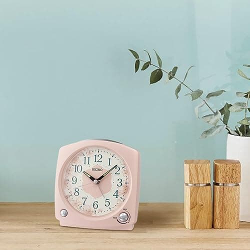 SEIKO QHP012PLH Non Ticking Melodies and Bedroom Alarm Clock, Pink, 4.7 x 5 Inches thumbnail 2
