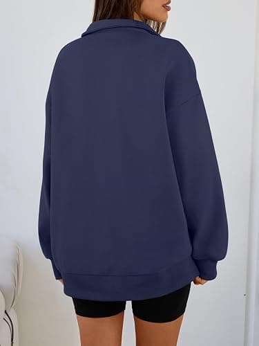Trendy Queen Womens Oversized Sweatshirts Fall Sweaters Fashion Hoodies Half Zip Pullover Long Sleeve Shirts Clothes thumbnail 4