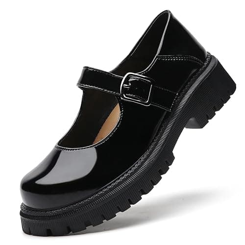 XMM Mary Jane Shoes Platform Chunky Mary Janes for Women Ladies Comfort Leather Round Toe Non-Slip Dressy Casual Cute Girls School Work Shoes - Image 1